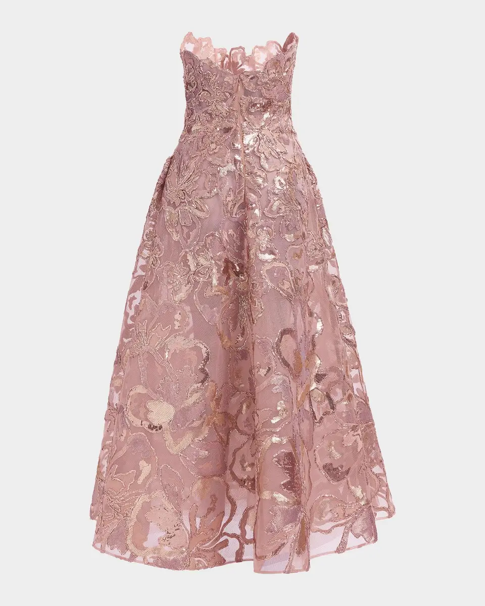 Elie Saab Strapless Floral Sequined Tea-Length Gown | Thumbnail 5 Elie Saab Strapless Floral Sequined Tea-Length Gown | Thumbnail 5