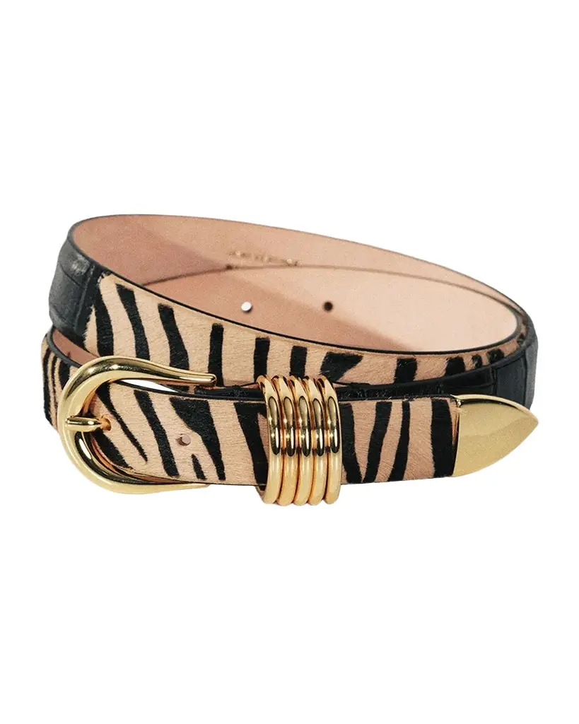 Déhanche Hollyhock Zebra-Print Calf Hair Belt
