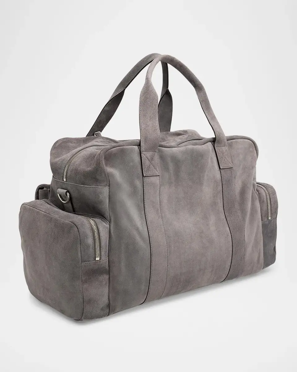 Brunello Cucinelli Men's Suede Oversized-Pocket Duffel Bag | Thumbnail 3 Brunello Cucinelli Men's Suede Oversized-Pocket Duffel Bag | Thumbnail 3
