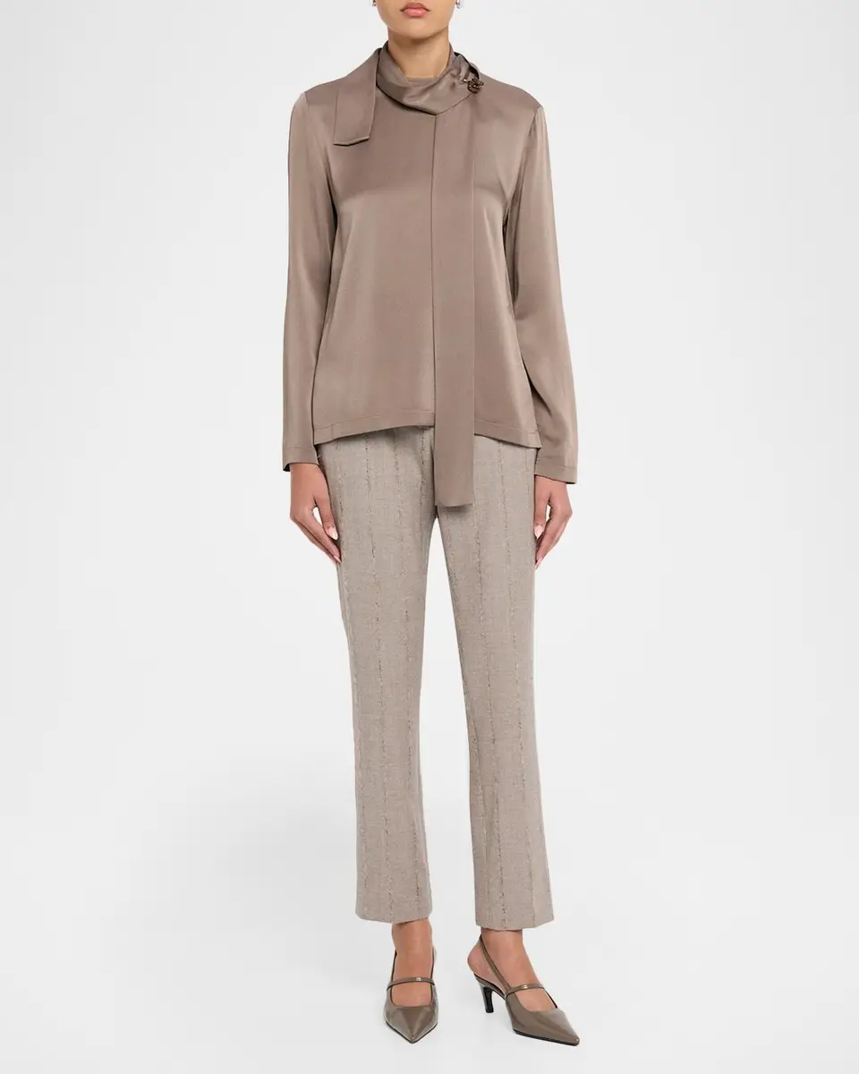 Fabiana Filippi Cropped Pinstripe Flannel Pants | Thumbnail 2 Fabiana Filippi Cropped Pinstripe Flannel Pants | Thumbnail 2
