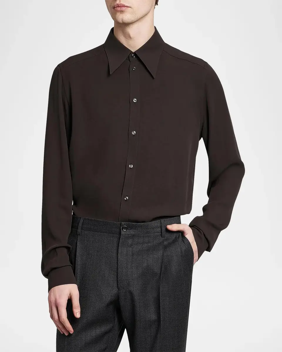 Dolce & Gabbana Point Collar Silk Shirt | Thumbnail 4 Dolce & Gabbana Point Collar Silk Shirt | Thumbnail 4