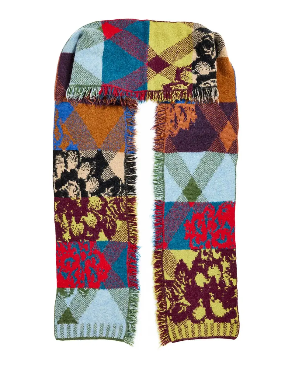 Dries Van Noten Men's Wool-Blend Patchwork Scarf | Thumbnail 3