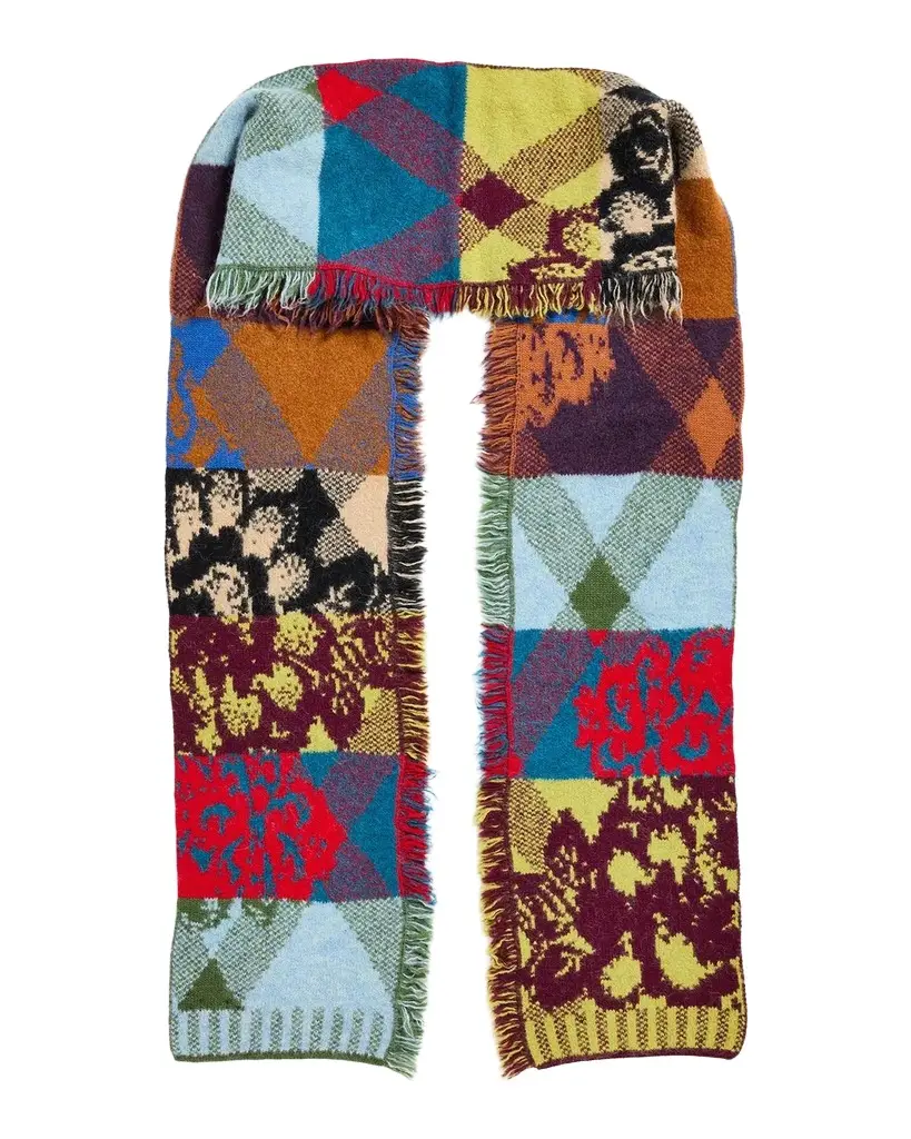 Dries Van Noten Men's Wool-Blend Patchwork Scarf