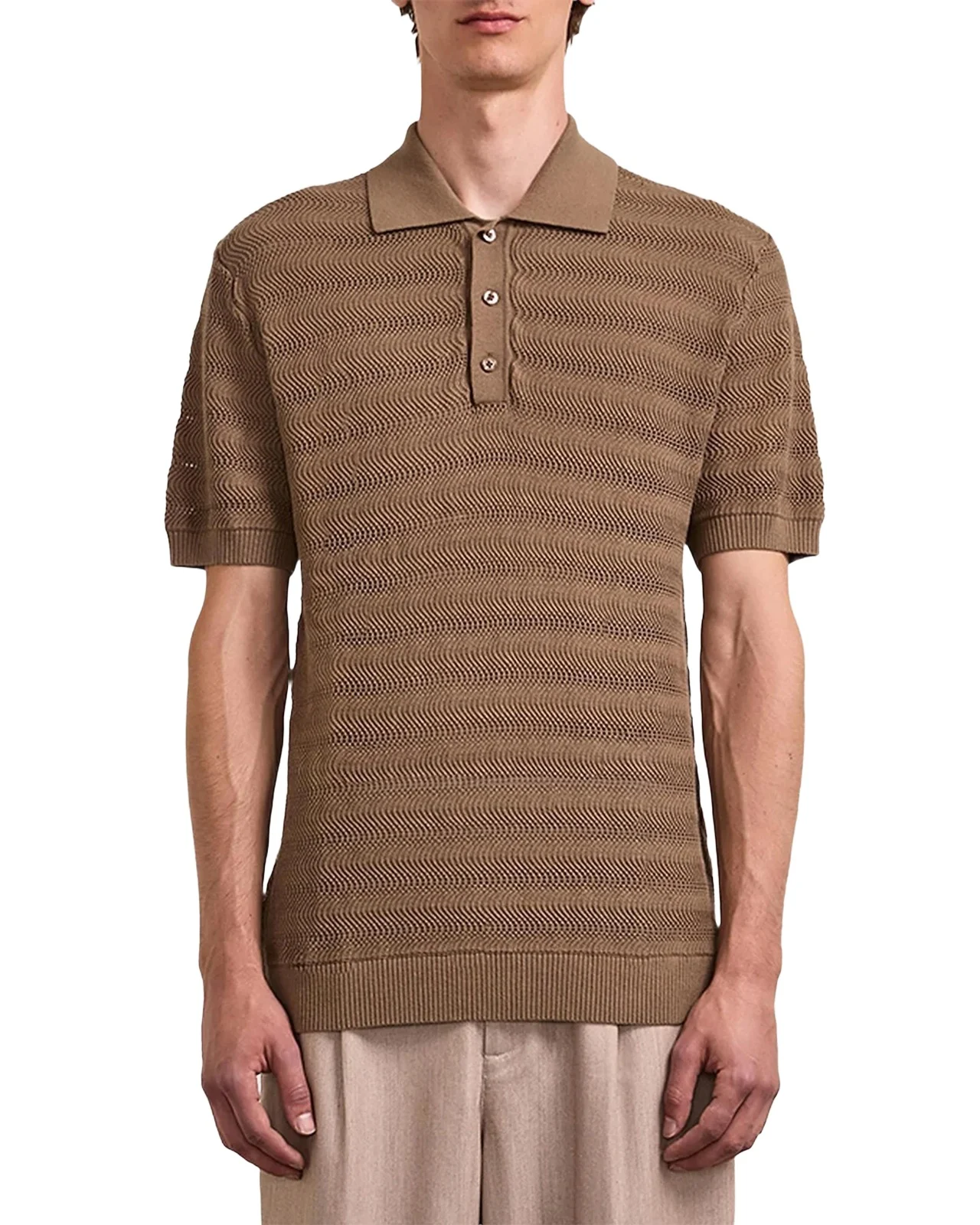 Men's Vidal Cotton Knit Jacquard Stripe Polo Shirt Men's Vidal Cotton Knit Jacquard Stripe Polo Shirt