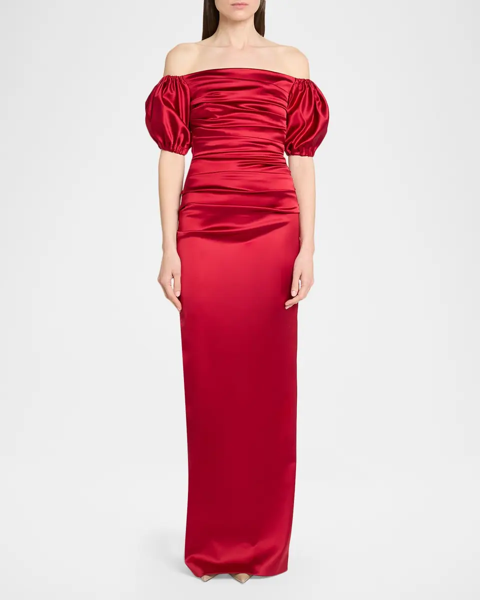Talbot Runhof Off-The-Shoulder Stretch Satin Duchesse Column Gown | Thumbnail 2 Talbot Runhof Off-The-Shoulder Stretch Satin Duchesse Column Gown | Thumbnail 2