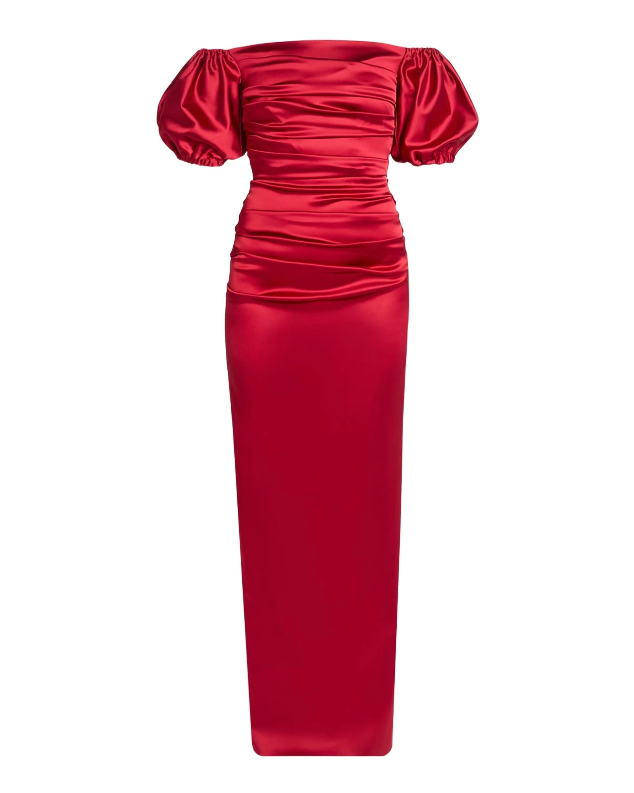 Talbot Runhof Off-The-Shoulder Stretch Satin Duchesse Column Gown