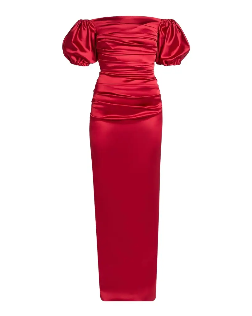 Off-The-Shoulder Stretch Satin Duchesse Column Gown Off-The-Shoulder Stretch Satin Duchesse Column Gown