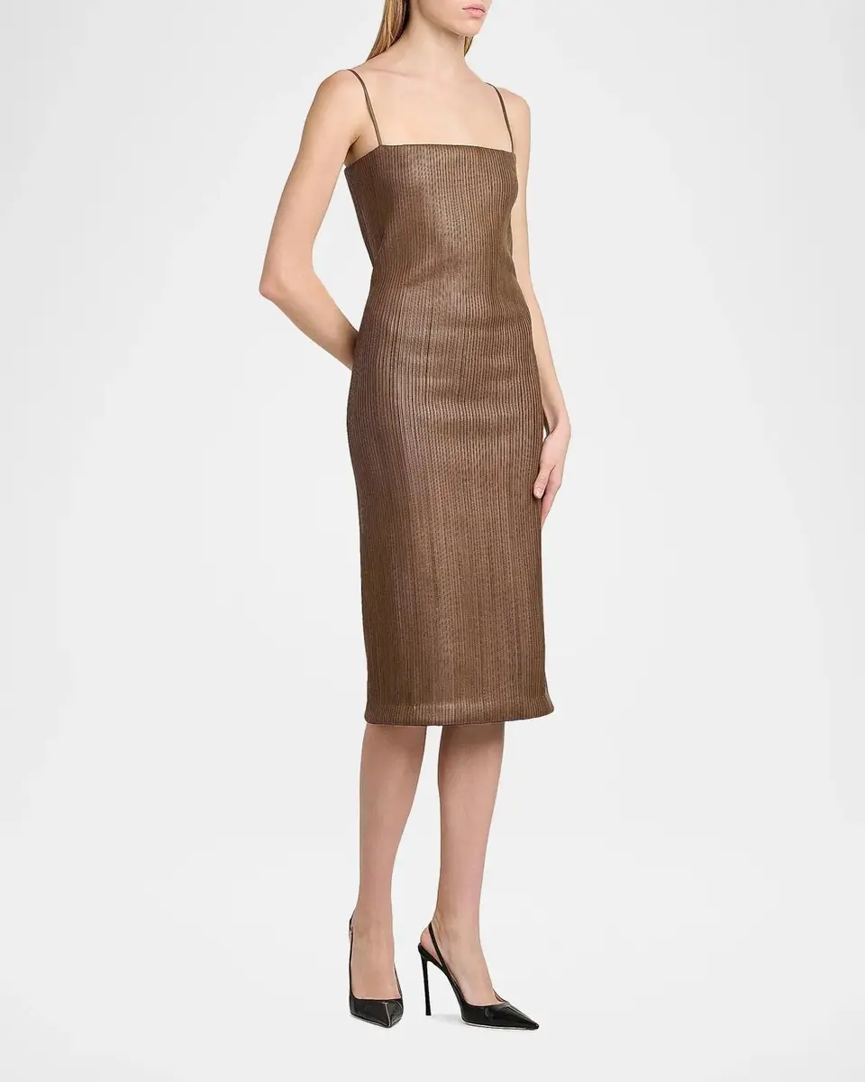 Tom Ford Leather Ribbed Midi Dress | Thumbnail 4 Tom Ford Leather Ribbed Midi Dress | Thumbnail 4