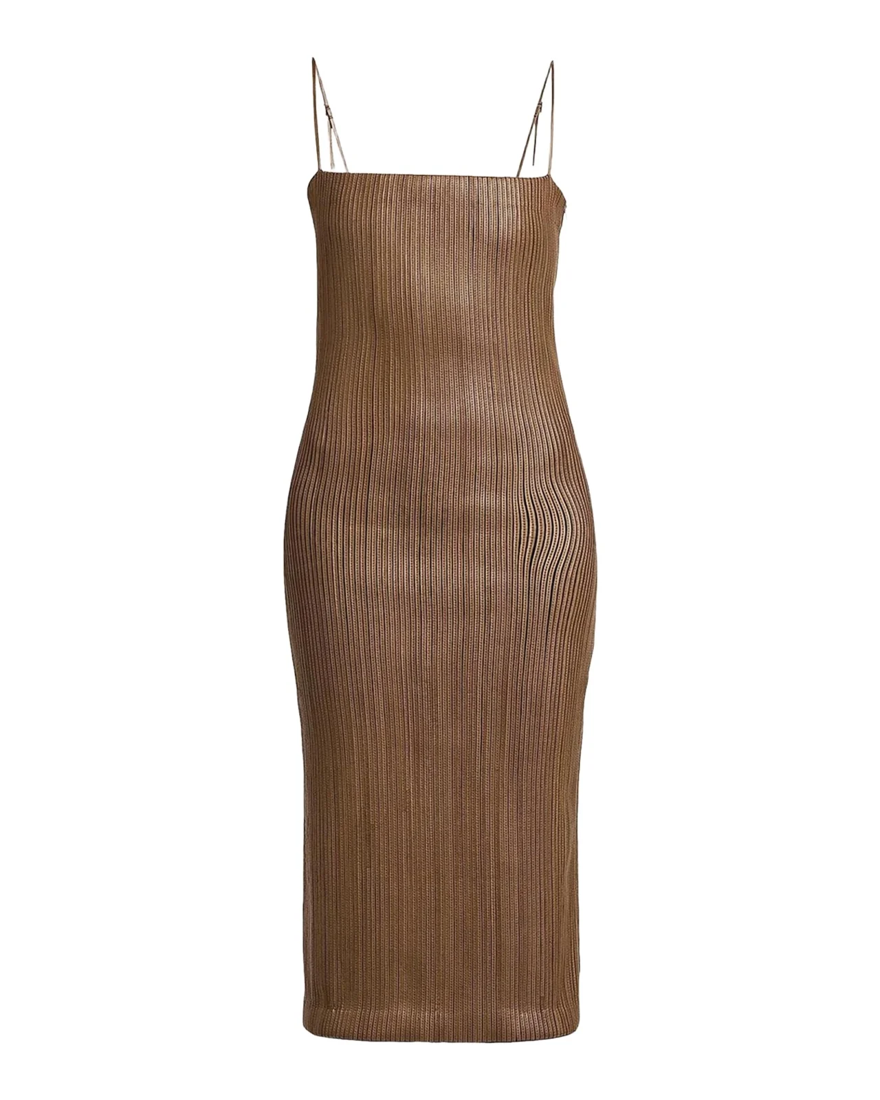 Tom Ford Leather Ribbed Midi Dress