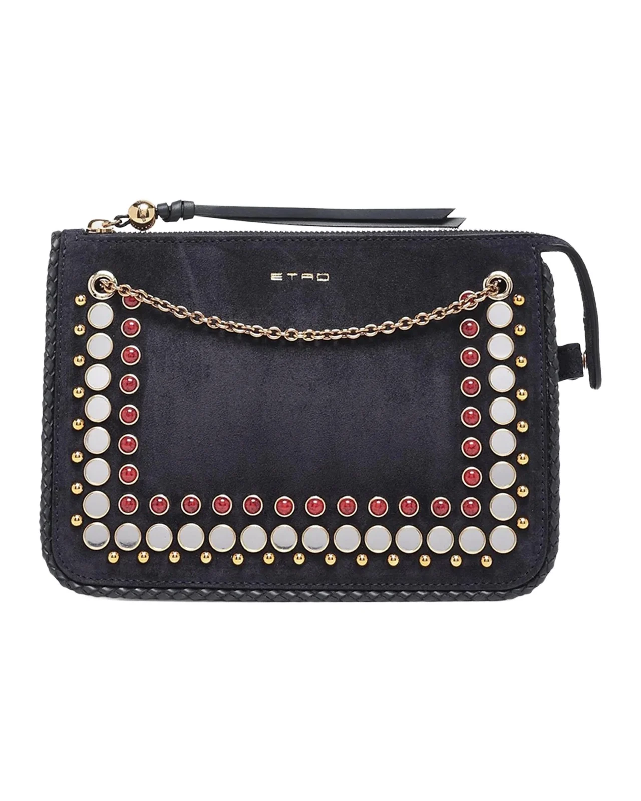 Studded Suede Crossbody Clutch