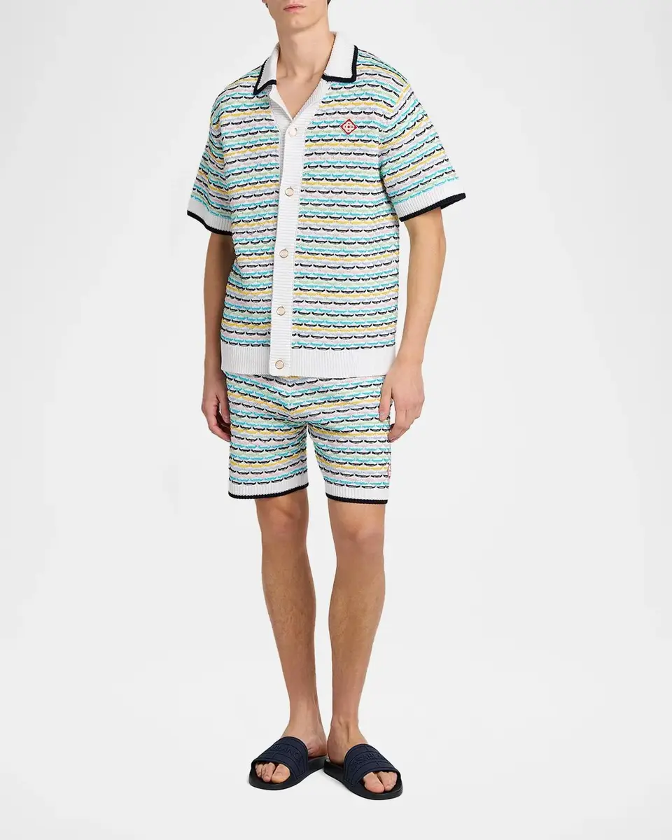 Casablanca Tuck-Stitch Cotton Knit Short-Sleeve Shirt | Thumbnail 2