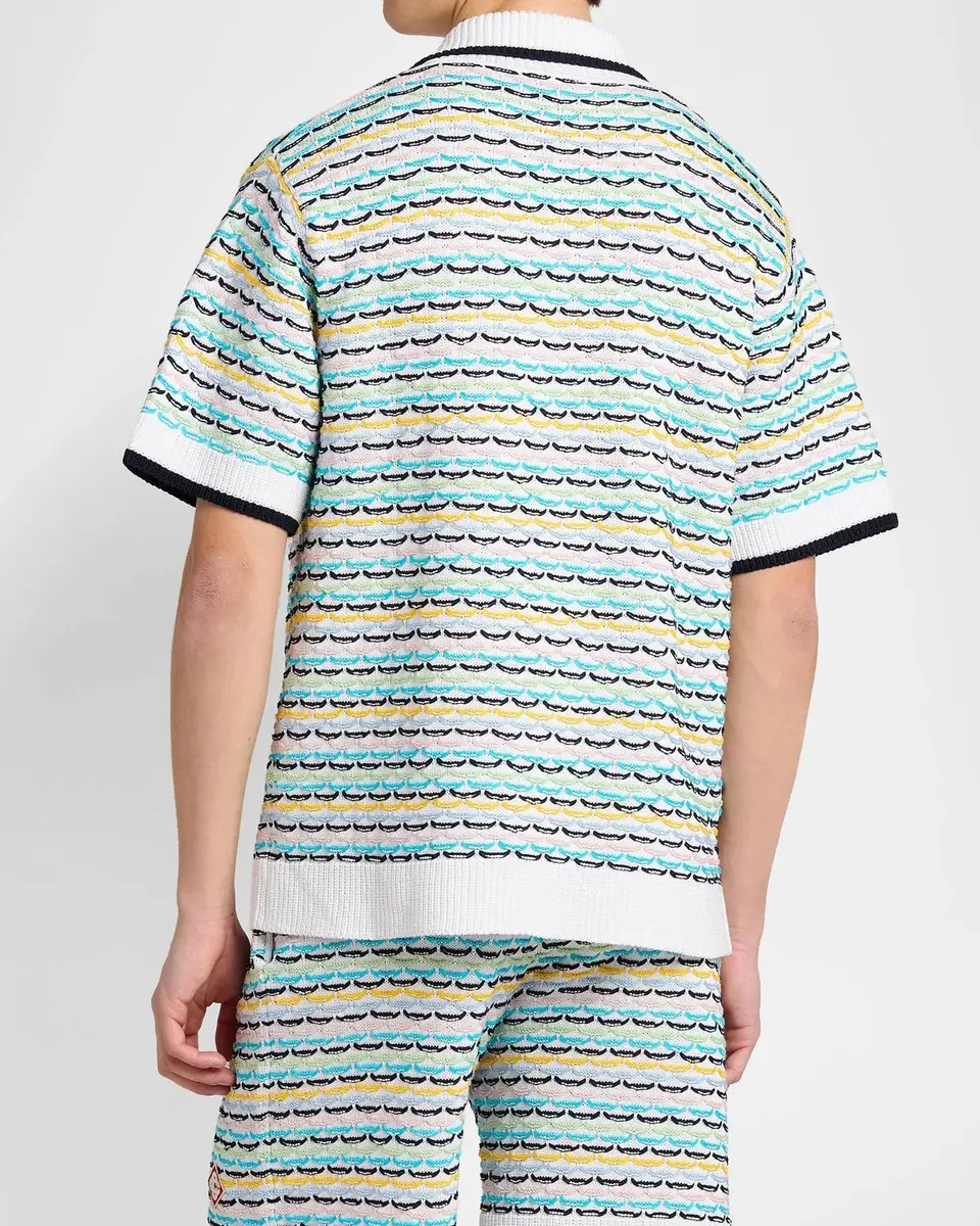 Casablanca Tuck-Stitch Cotton Knit Short-Sleeve Shirt | Thumbnail 3