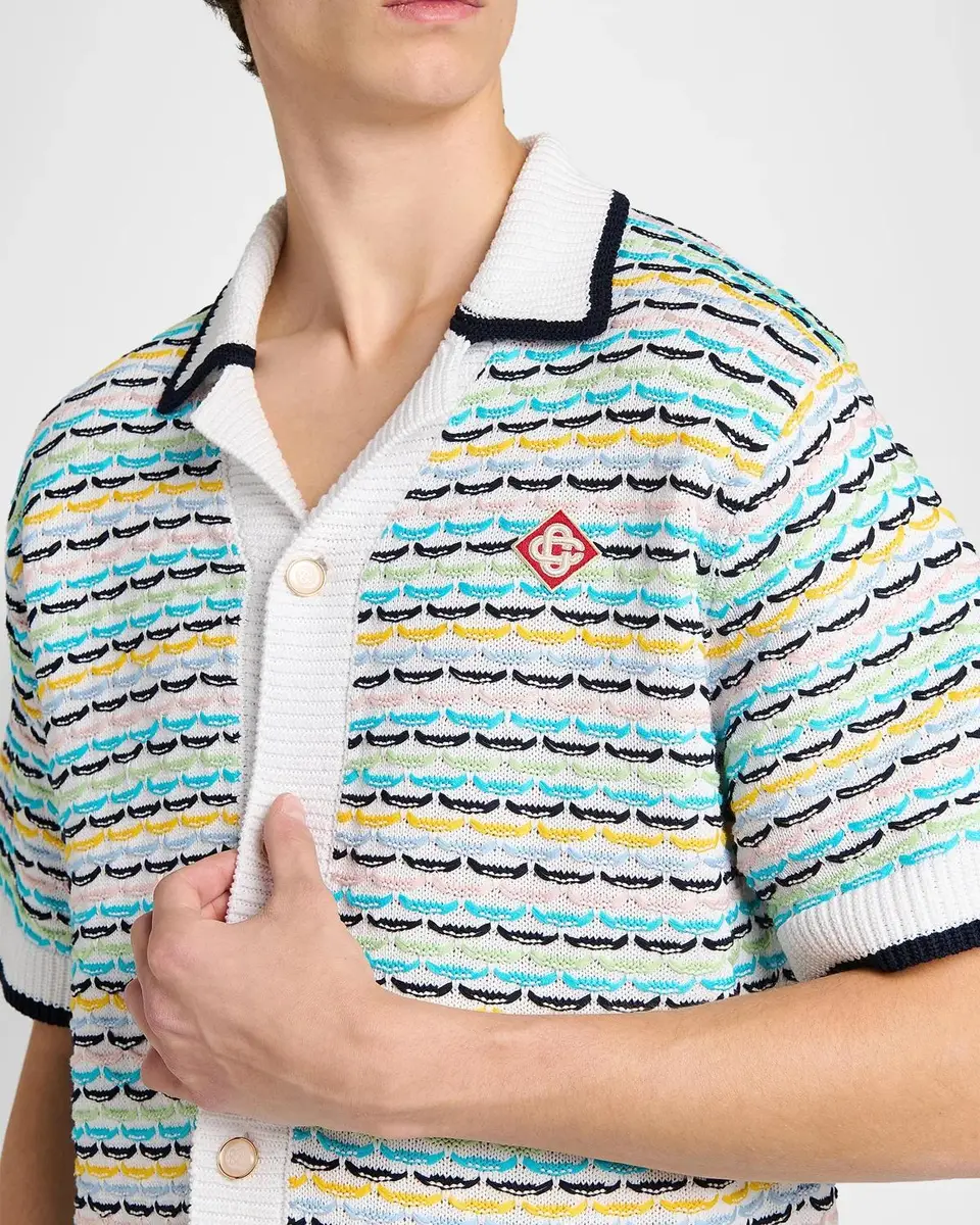 Casablanca Tuck-Stitch Cotton Knit Short-Sleeve Shirt | Thumbnail 5