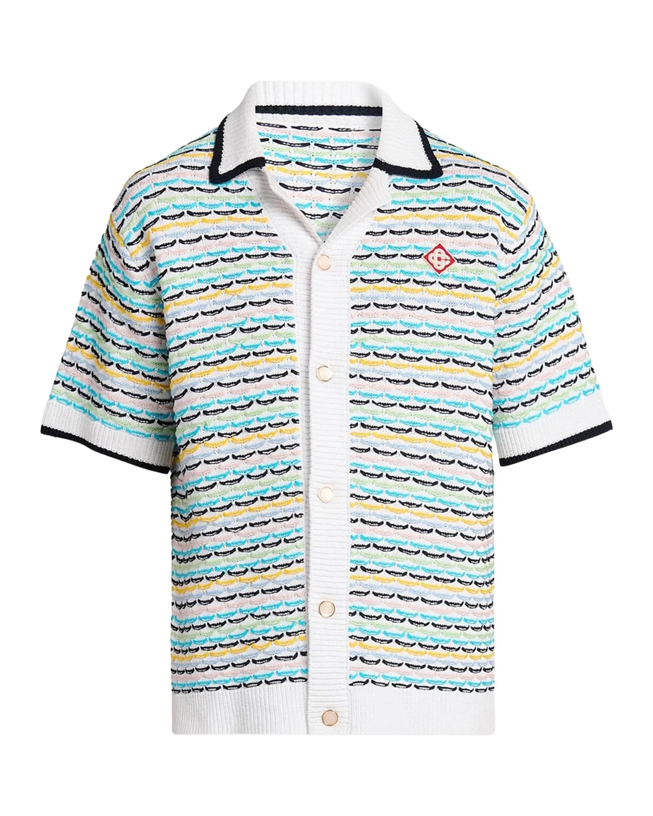 Tuck-Stitch Cotton Knit Short-Sleeve Shirt Tuck-Stitch Cotton Knit Short-Sleeve Shirt