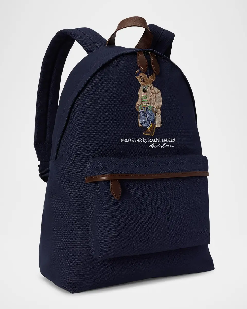 Polo Ralph Lauren Men's Canvas Leather-Trim Polo Bear Backpack | Thumbnail 2