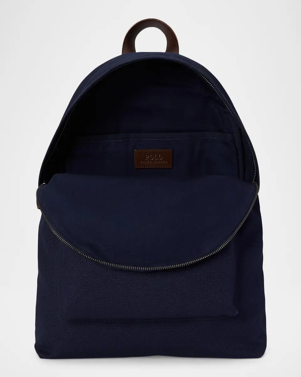 Polo Ralph Lauren Men's Canvas Leather-Trim Polo Bear Backpack | Thumbnail 4