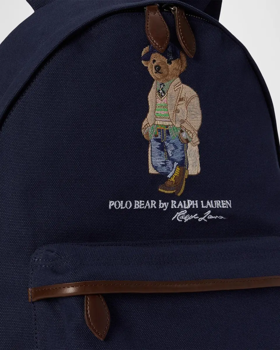 Polo Ralph Lauren Men's Canvas Leather-Trim Polo Bear Backpack | Thumbnail 5