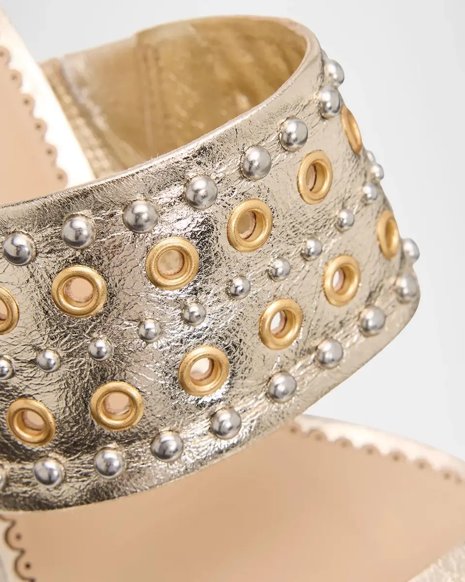 Cinq à Sept 55mm Sutton Studded Metallic Leather Mules | Thumbnail 3 Cinq à Sept 55mm Sutton Studded Metallic Leather Mules | Thumbnail 3