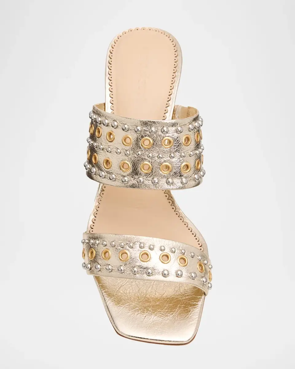 Cinq à Sept 55mm Sutton Studded Metallic Leather Mules | Thumbnail 4 Cinq à Sept 55mm Sutton Studded Metallic Leather Mules | Thumbnail 4