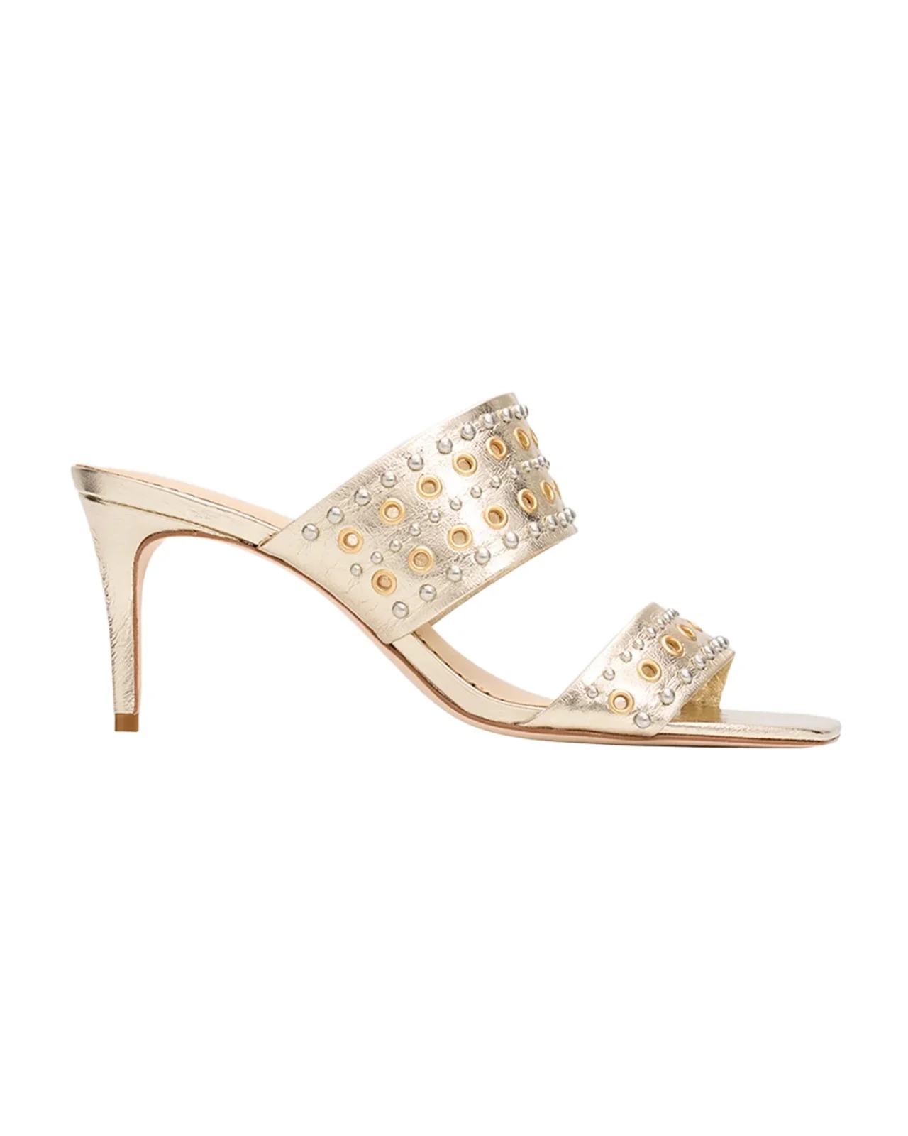 Cinq à Sept 55mm Sutton Studded Metallic Leather Mules