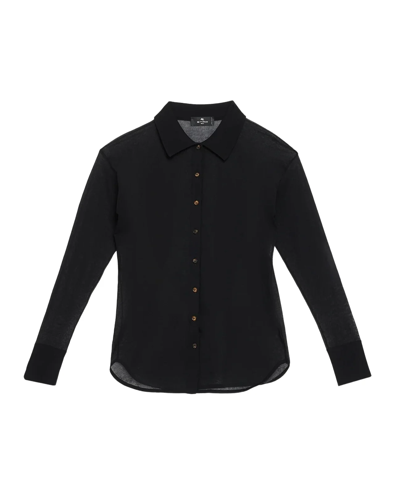 Etro Semi-Sheer Knit Button-Down Top