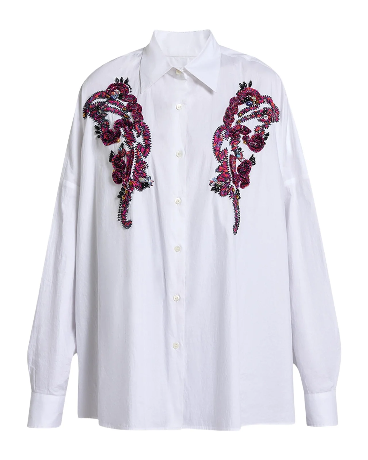 Embroidered Cotton Poplin Oversized Shirt Embroidered Cotton Poplin Oversized Shirt