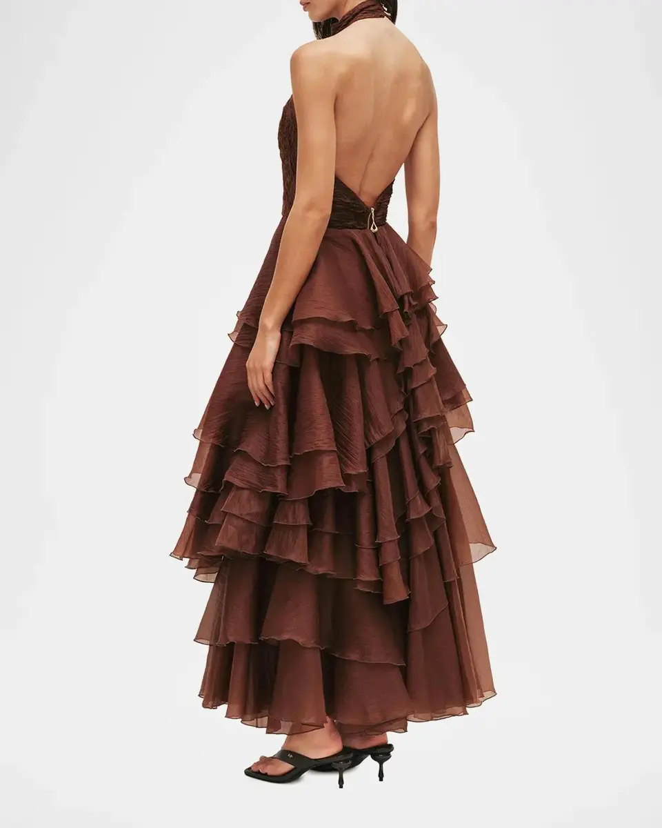 Aje Fayette Strapless Asymmetric Tiered-Ruffle Gown | Thumbnail 3 Aje Fayette Strapless Asymmetric Tiered-Ruffle Gown | Thumbnail 3