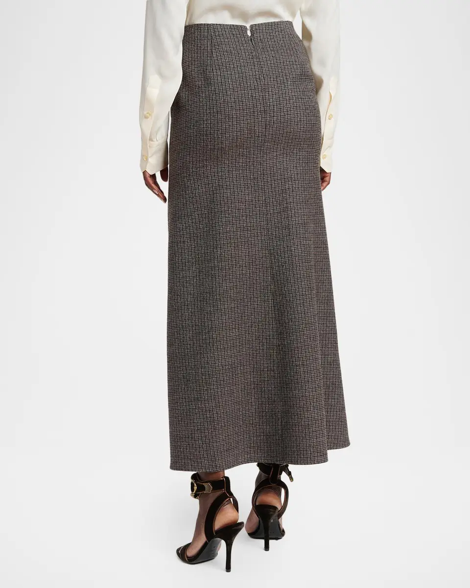 Etro Metallic Check Wool Trumpet Midi Skirt | Thumbnail 3