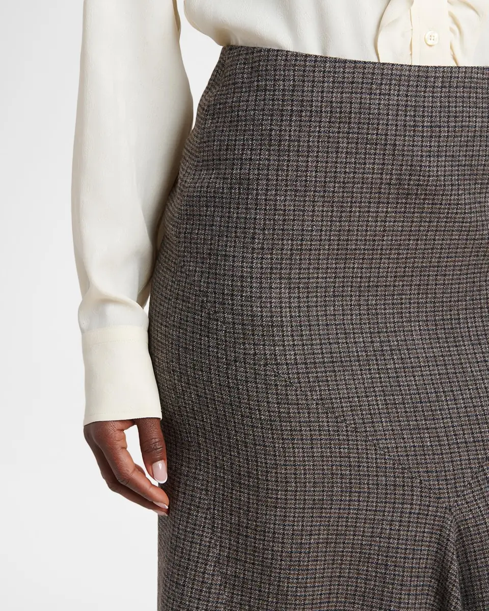Etro Metallic Check Wool Trumpet Midi Skirt | Thumbnail 5