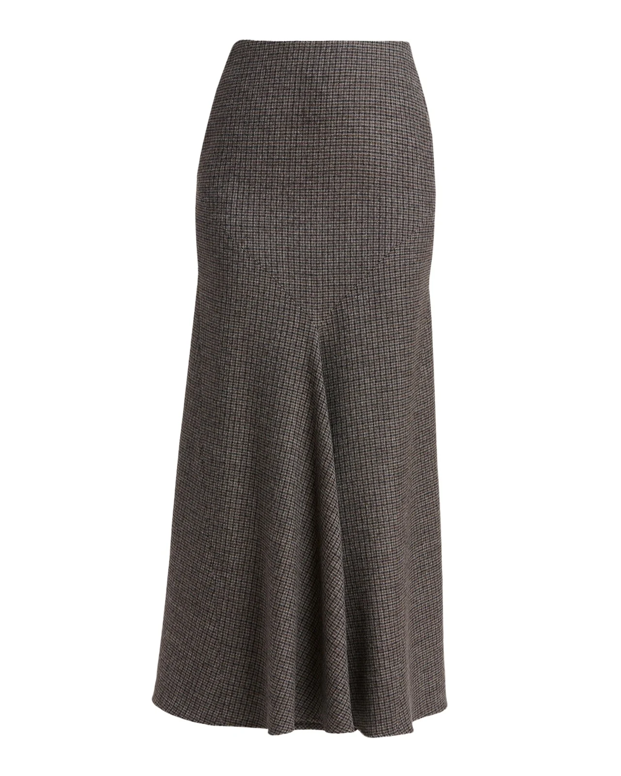 Metallic Check Wool Trumpet Midi Skirt