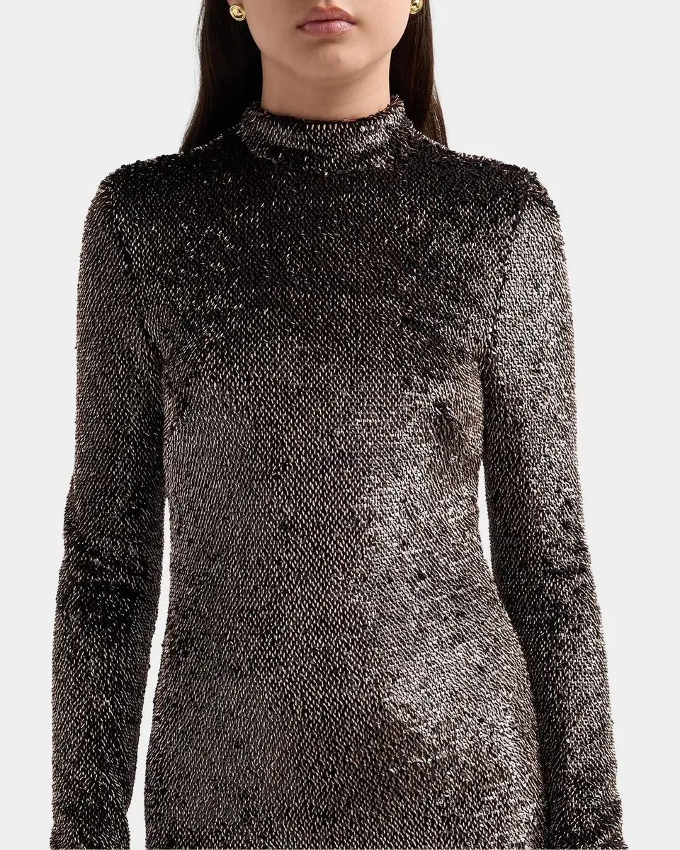 Veronica Beard Sylee Textured-Knit Mock-Turtleneck Mini Dress | Thumbnail 5