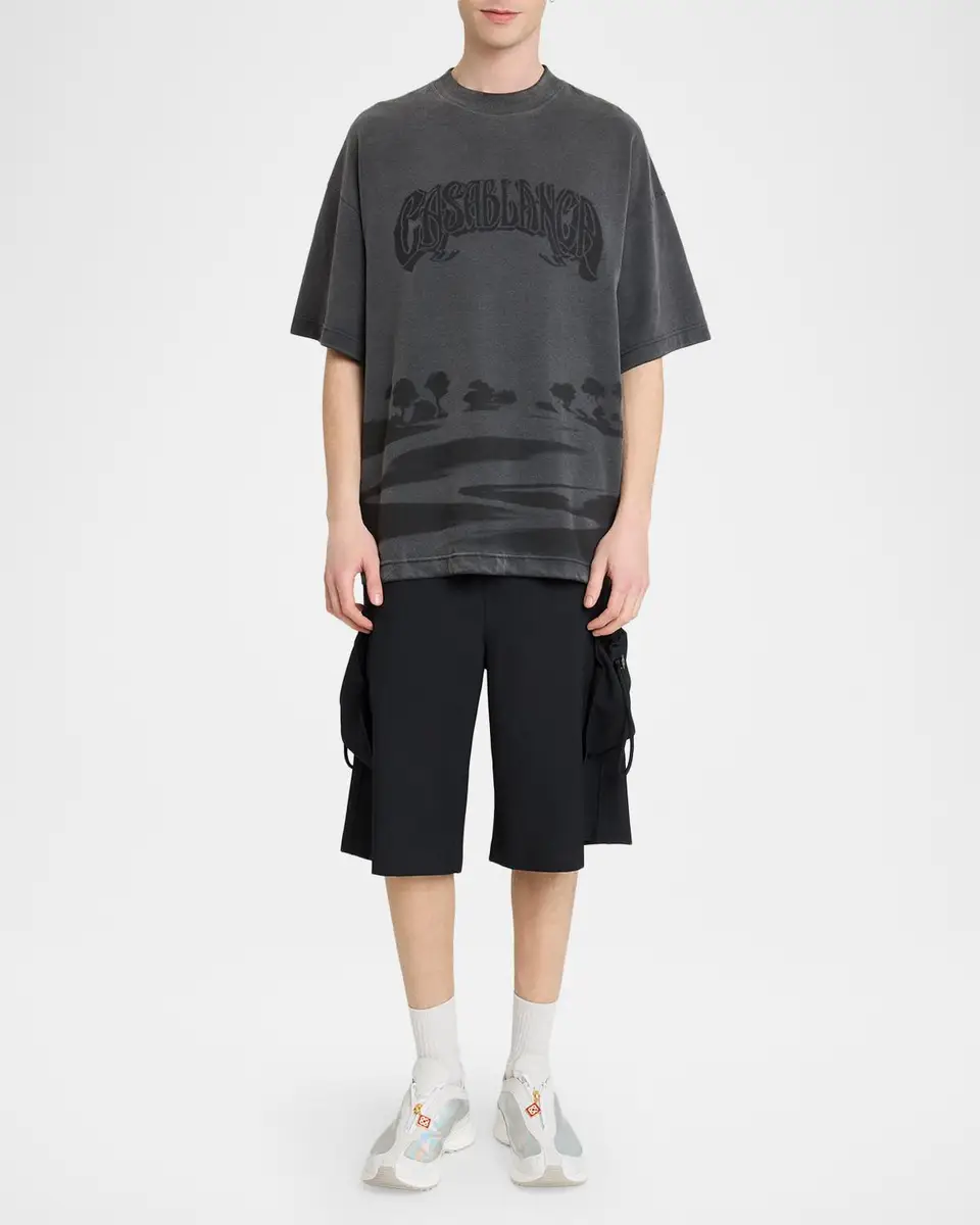Casablanca Men's Washed Organic Cotton Logo T-Shirt | Thumbnail 2