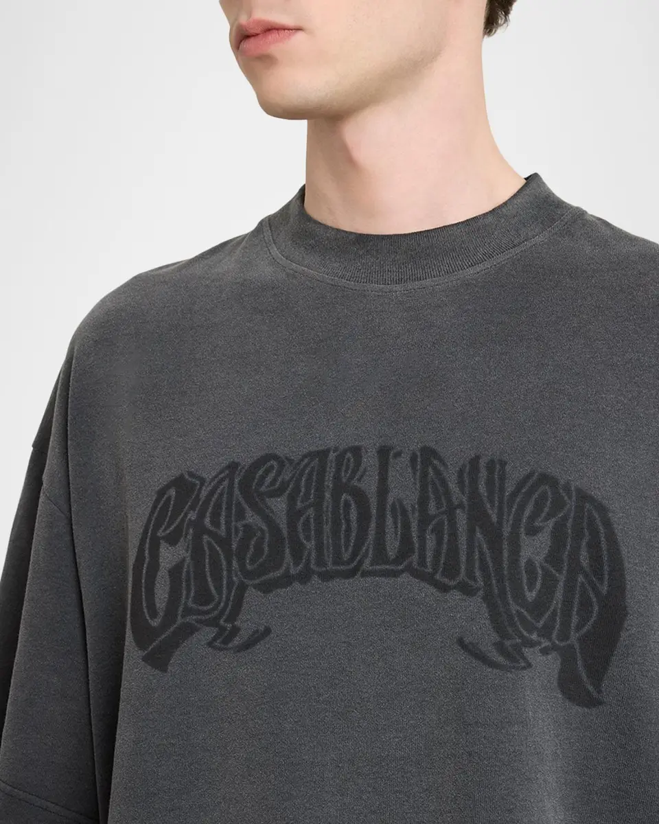 Casablanca Men's Washed Organic Cotton Logo T-Shirt | Thumbnail 5