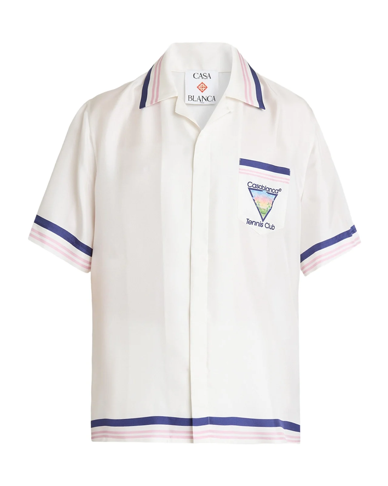 Casablanca Men's Silk Cuban-Collar Polo Shirt