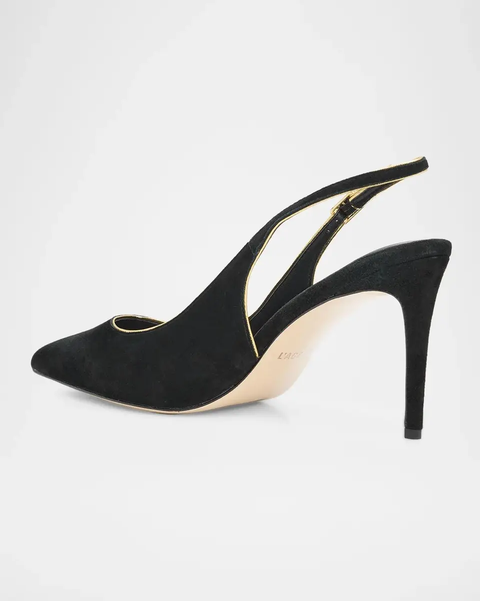 L'Agence 85mm Vichy II Suede Slingback Pumps | Thumbnail 3