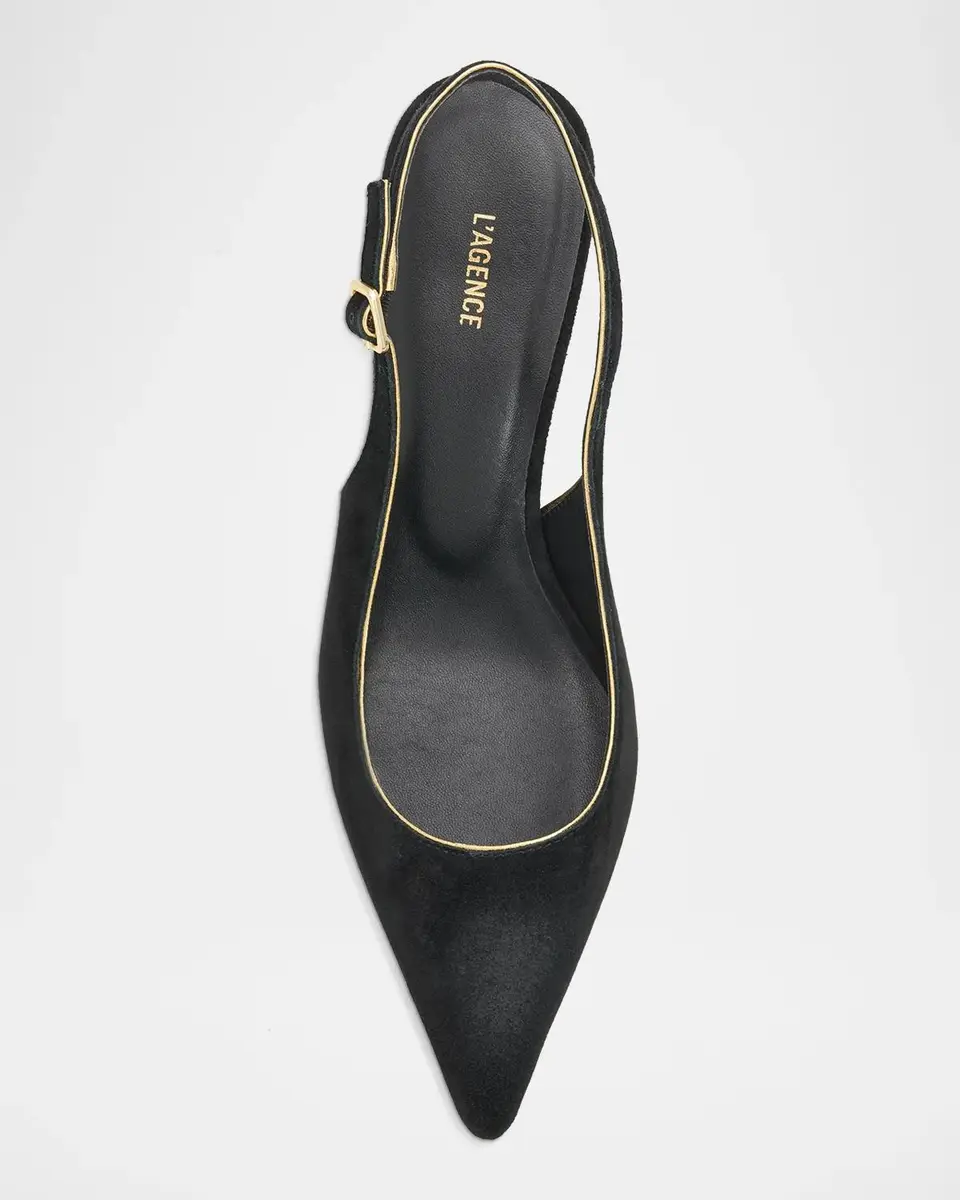 L'Agence 85mm Vichy II Suede Slingback Pumps | Thumbnail 5