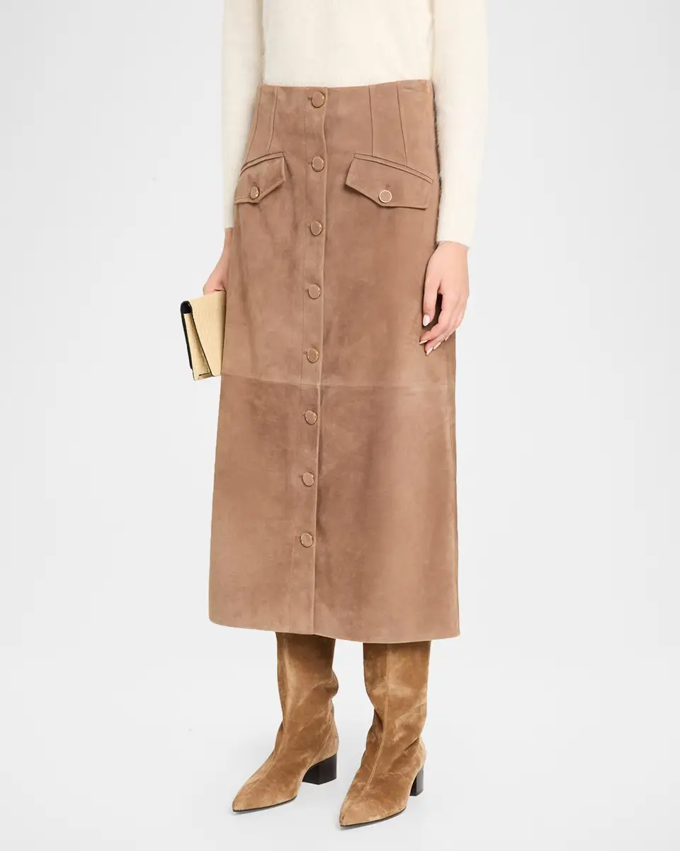 Veronica Beard Callisian Suede Midi Skirt | Thumbnail 4