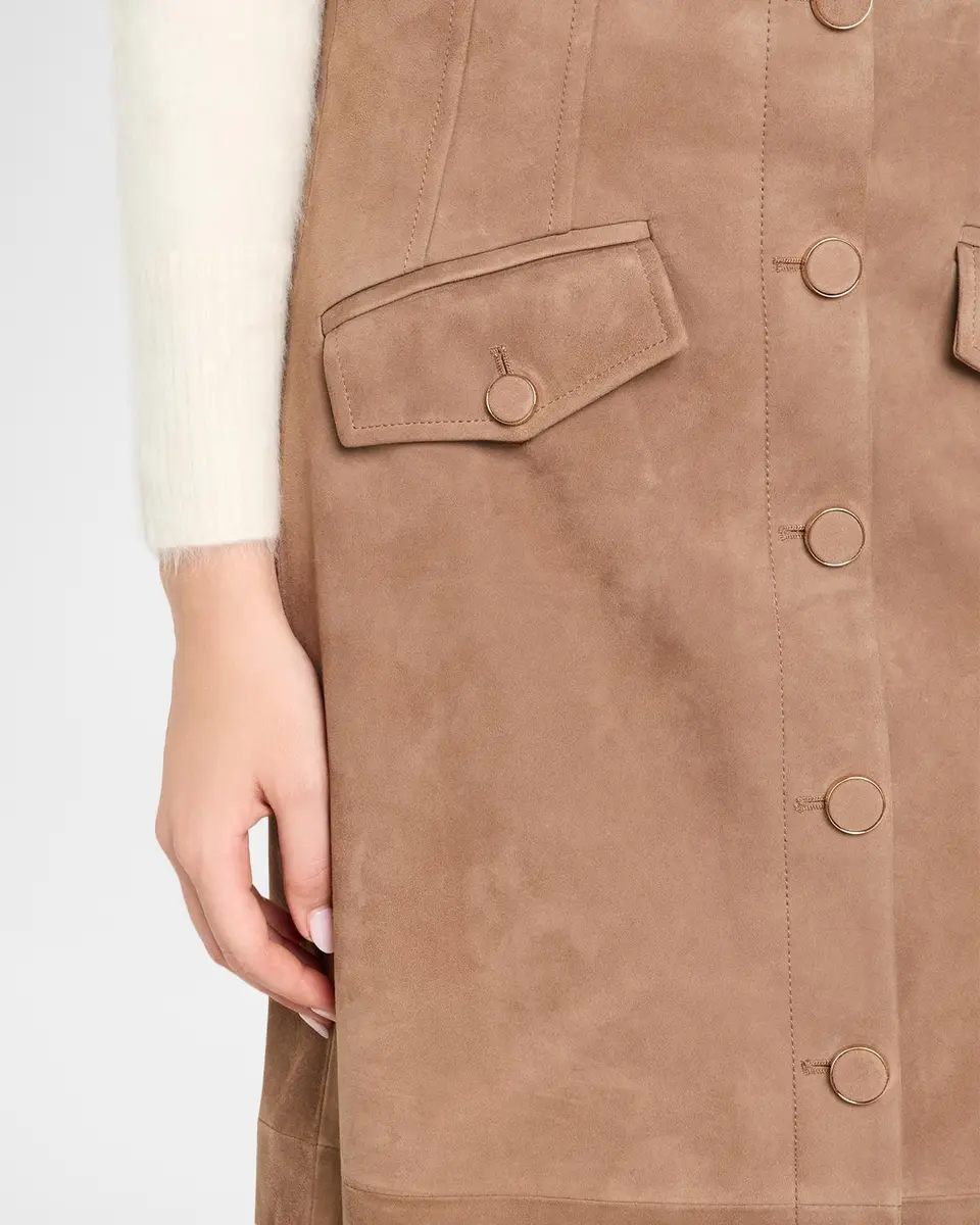 Veronica Beard Callisian Suede Midi Skirt | Thumbnail 5
