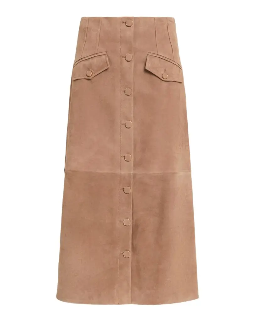 Callisian Suede Midi Skirt