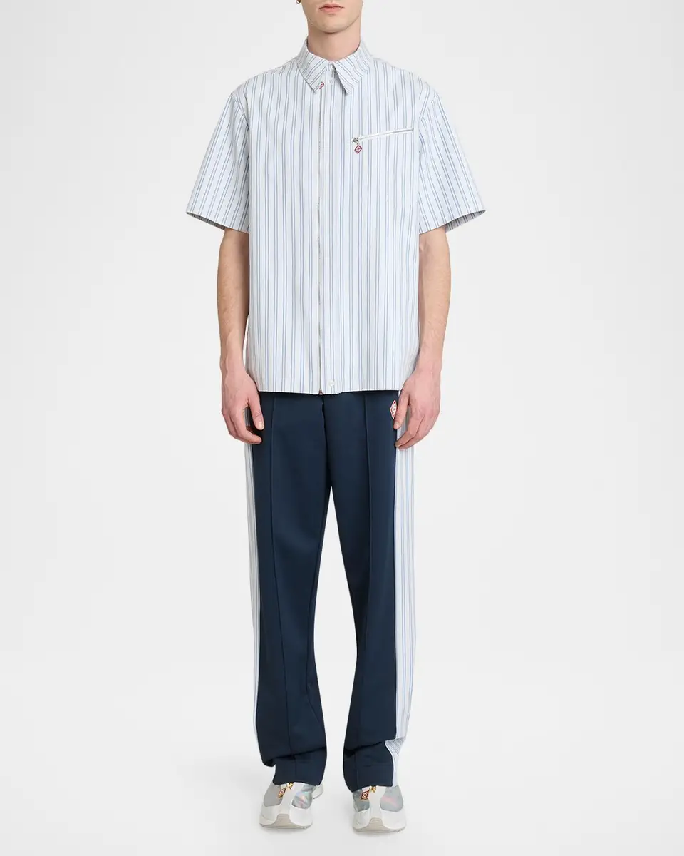 Casablanca Men's Stripe Full-Zip Short-Sleeve Shirt | Thumbnail 2