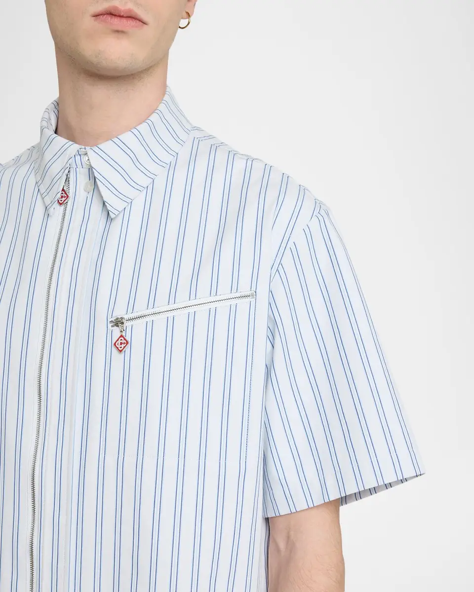 Casablanca Men's Stripe Full-Zip Short-Sleeve Shirt | Thumbnail 5