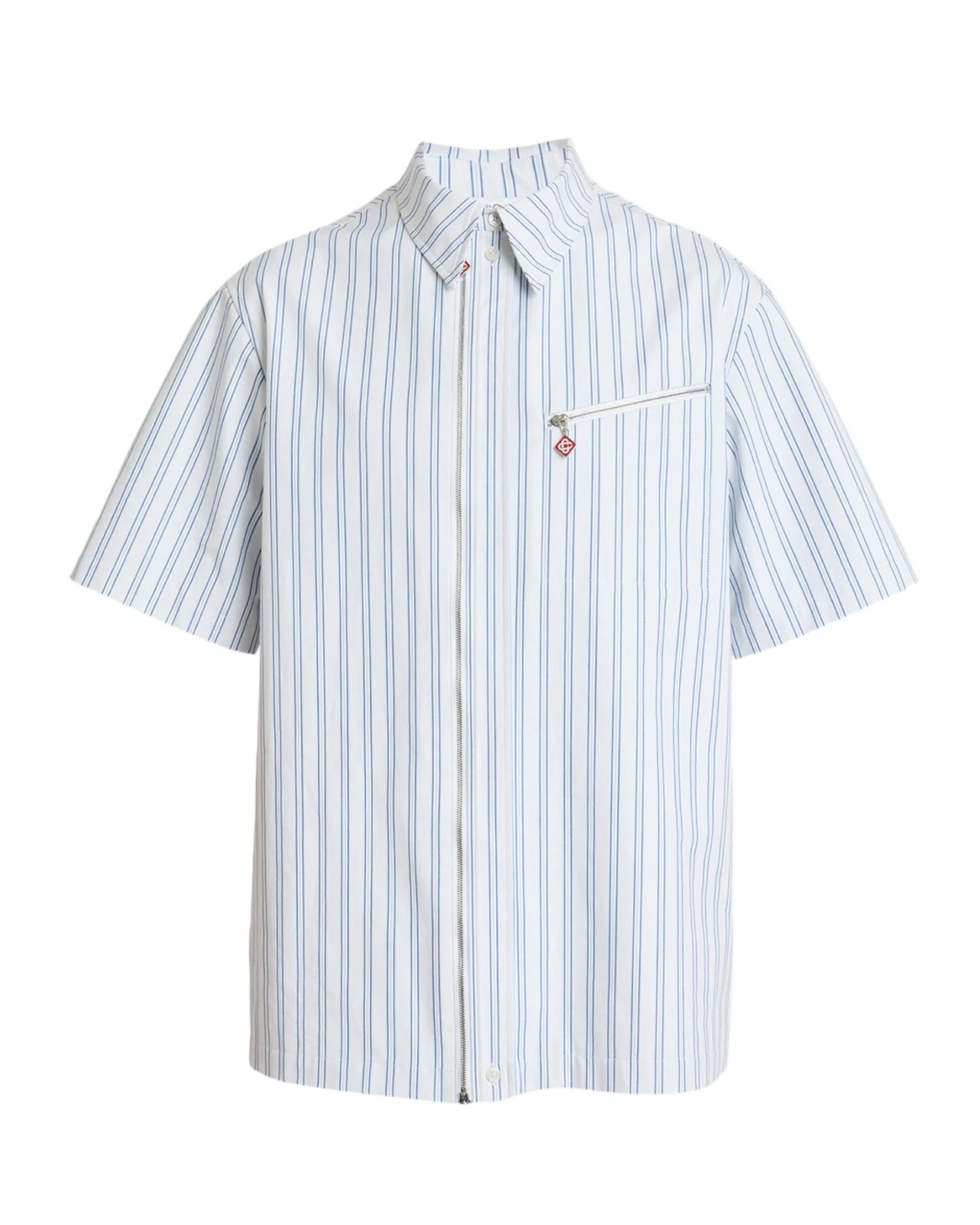 Men's Stripe Full-Zip Short-Sleeve Shirt Men's Stripe Full-Zip Short-Sleeve Shirt