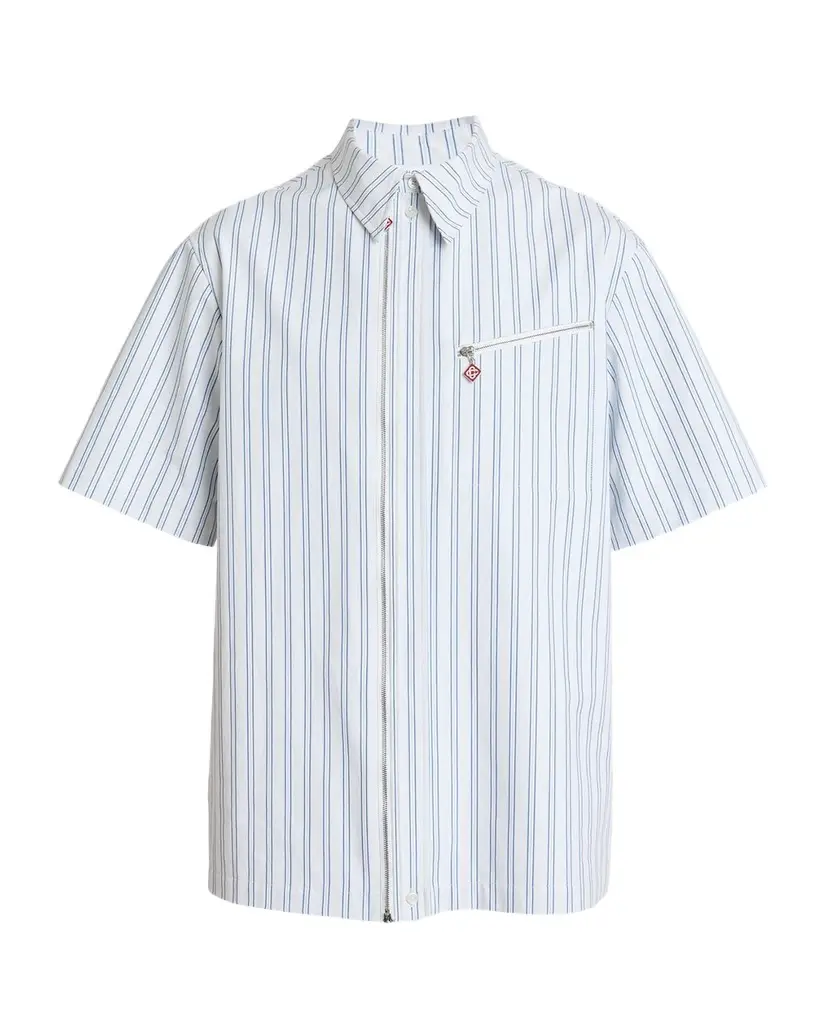 Men's Stripe Full-Zip Short-Sleeve Shirt Men's Stripe Full-Zip Short-Sleeve Shirt