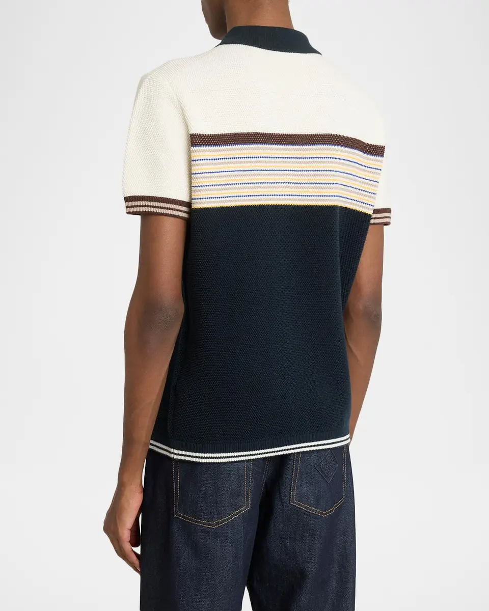 Casablanca Men's Cafe Stripe Knit Polo Shirt | Thumbnail 3 Casablanca Men's Cafe Stripe Knit Polo Shirt | Thumbnail 3