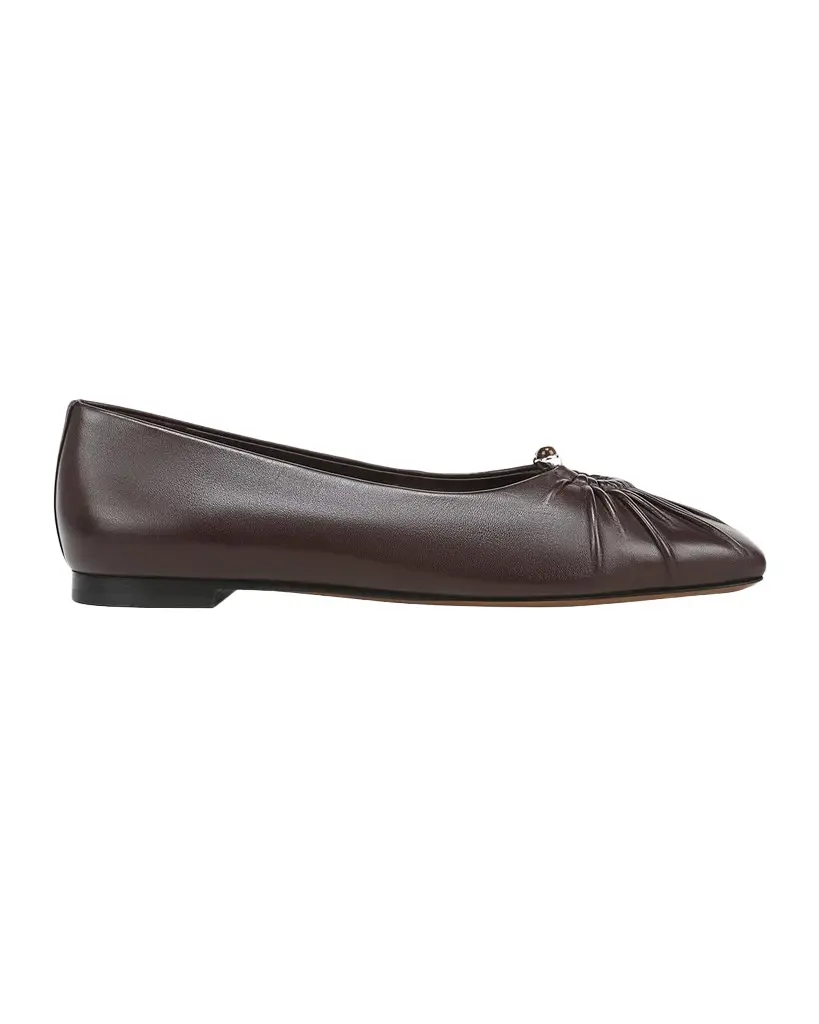 Dany Gathered Leather Ballerina Flats