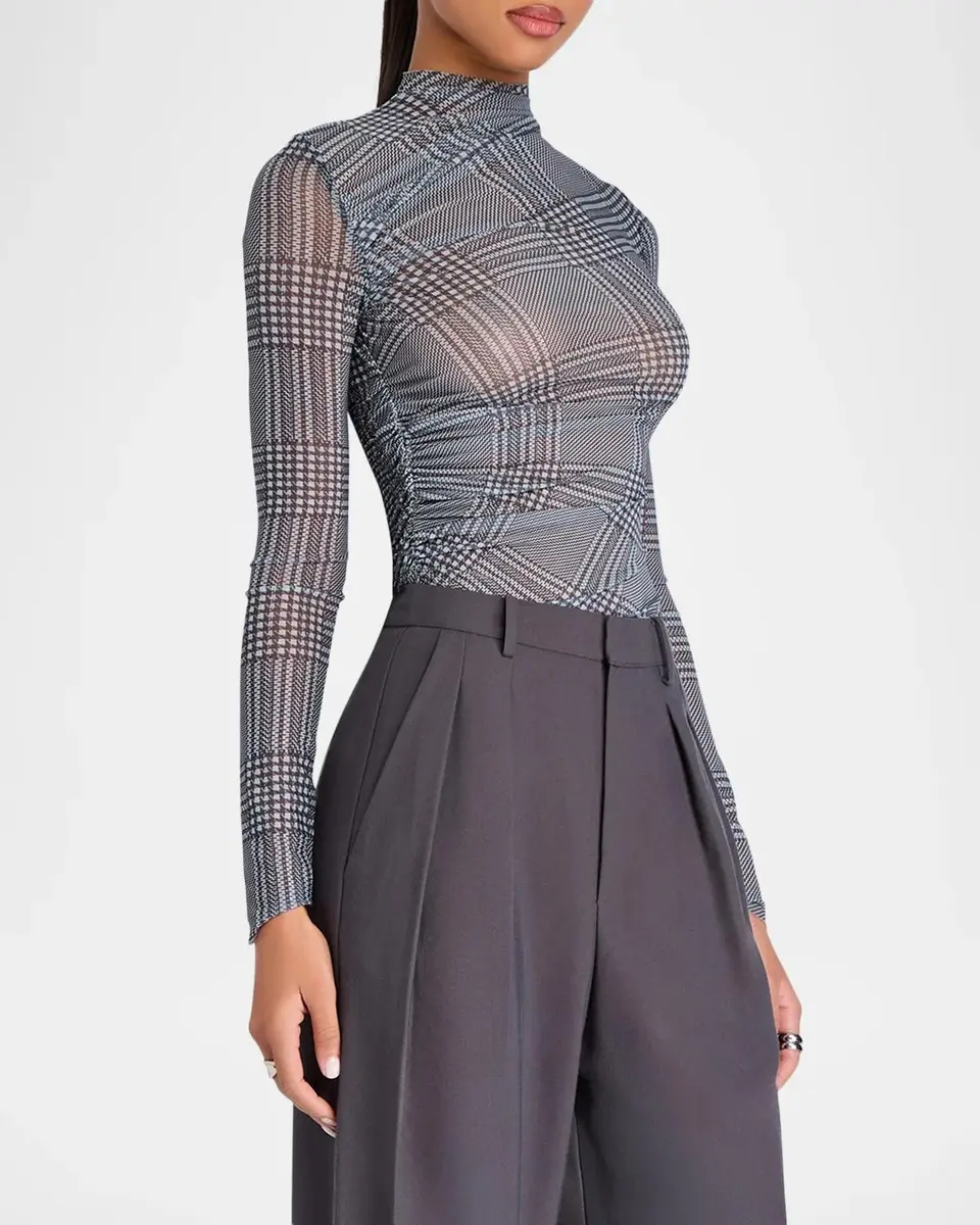 SEROYA Christina Plaid Mesh Top | Thumbnail 6
