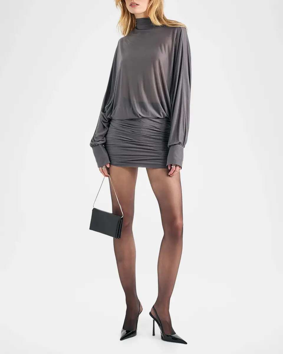 SEROYA Jensine Mock-Neck Mini Dress | Thumbnail 2