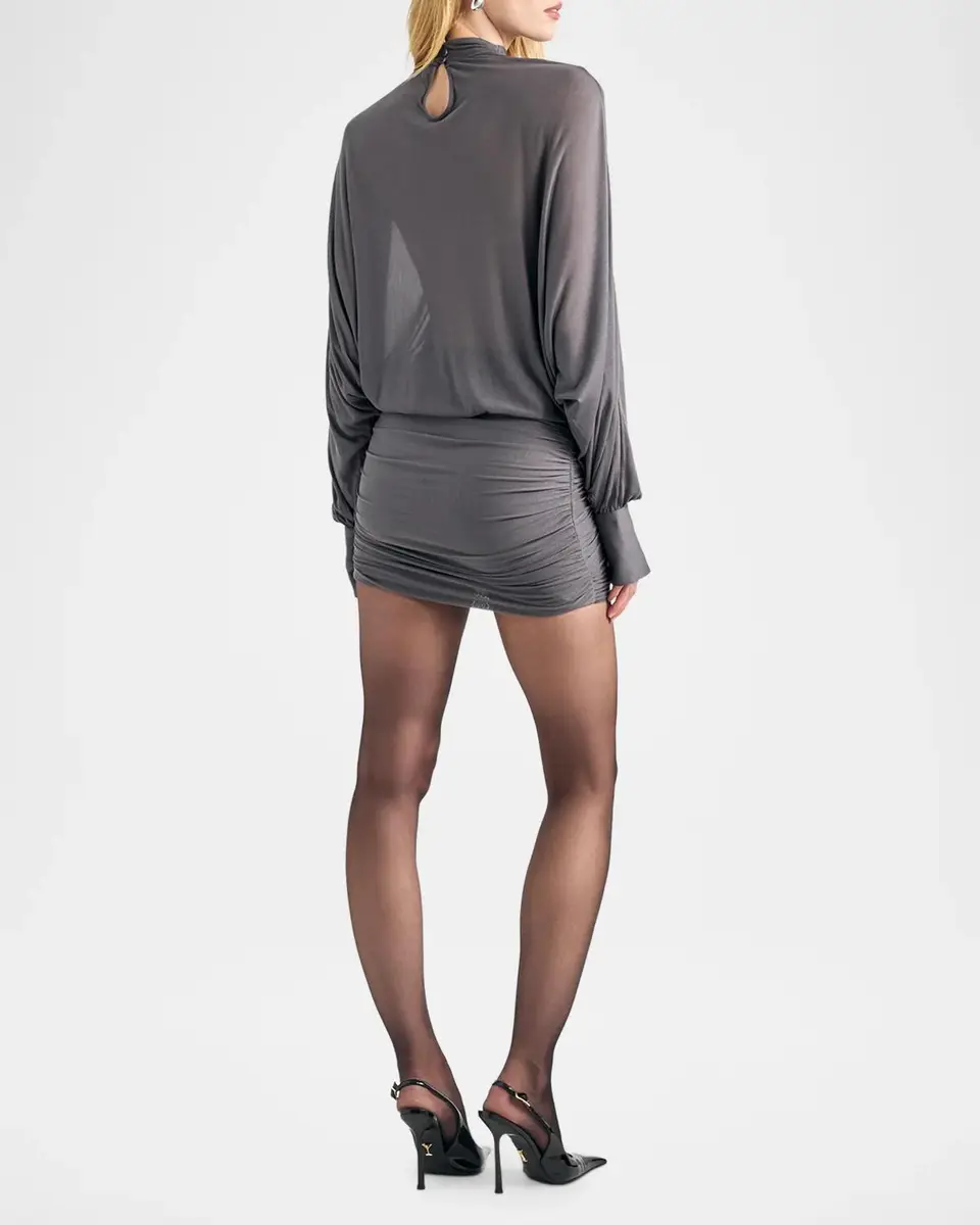 SEROYA Jensine Mock-Neck Mini Dress | Thumbnail 3
