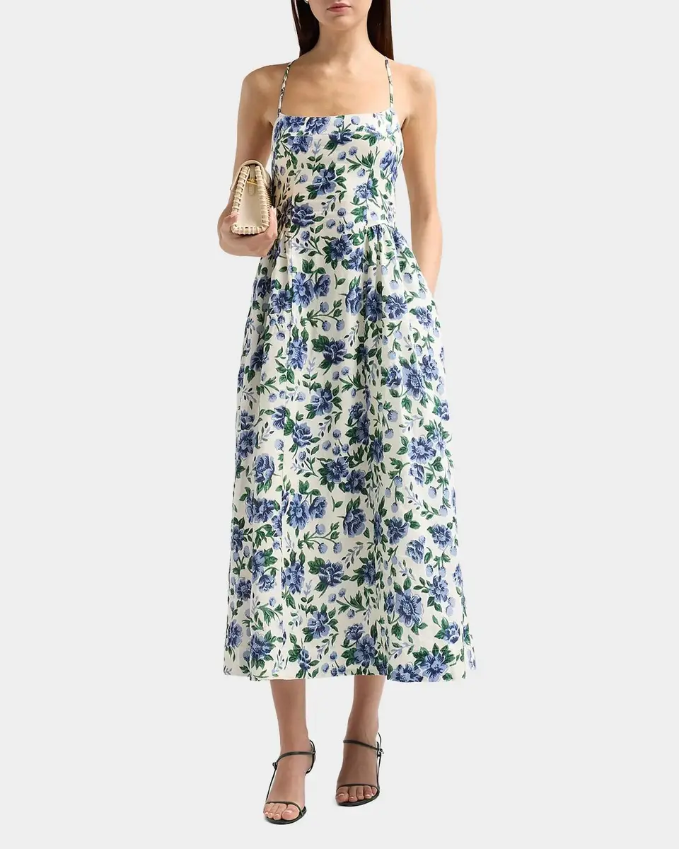 PALM NOOSA Enamour Floral Linen Midi Dress | Thumbnail 2 PALM NOOSA Enamour Floral Linen Midi Dress | Thumbnail 2