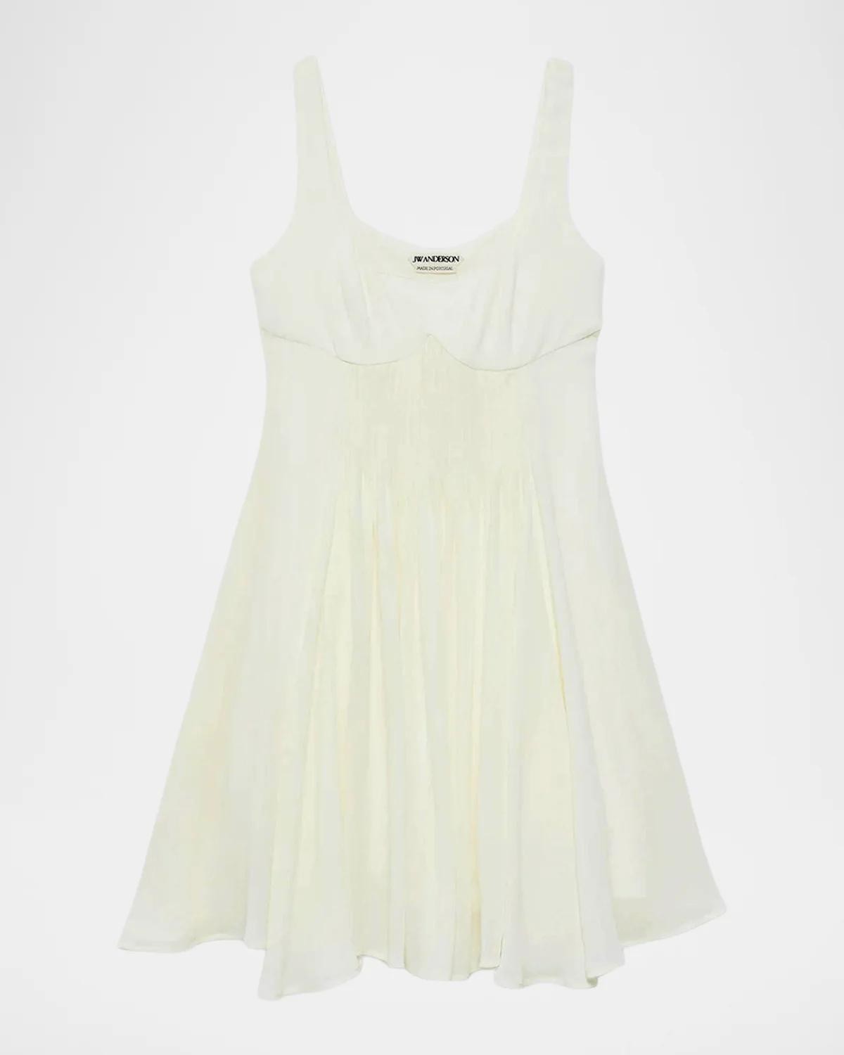 JW Anderson Sweetheart-Neckline Pleated Babydoll Dress